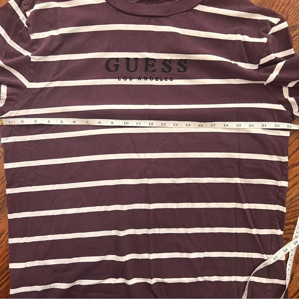 GUESS Doheny Los Angeles Purple Striped Short Sleeve Shirt, Large - Picture 4 of 8